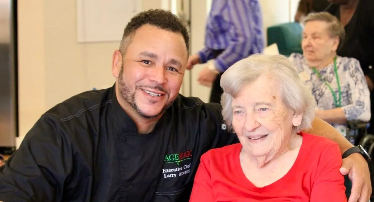 A Sage Oak chef with a resident
